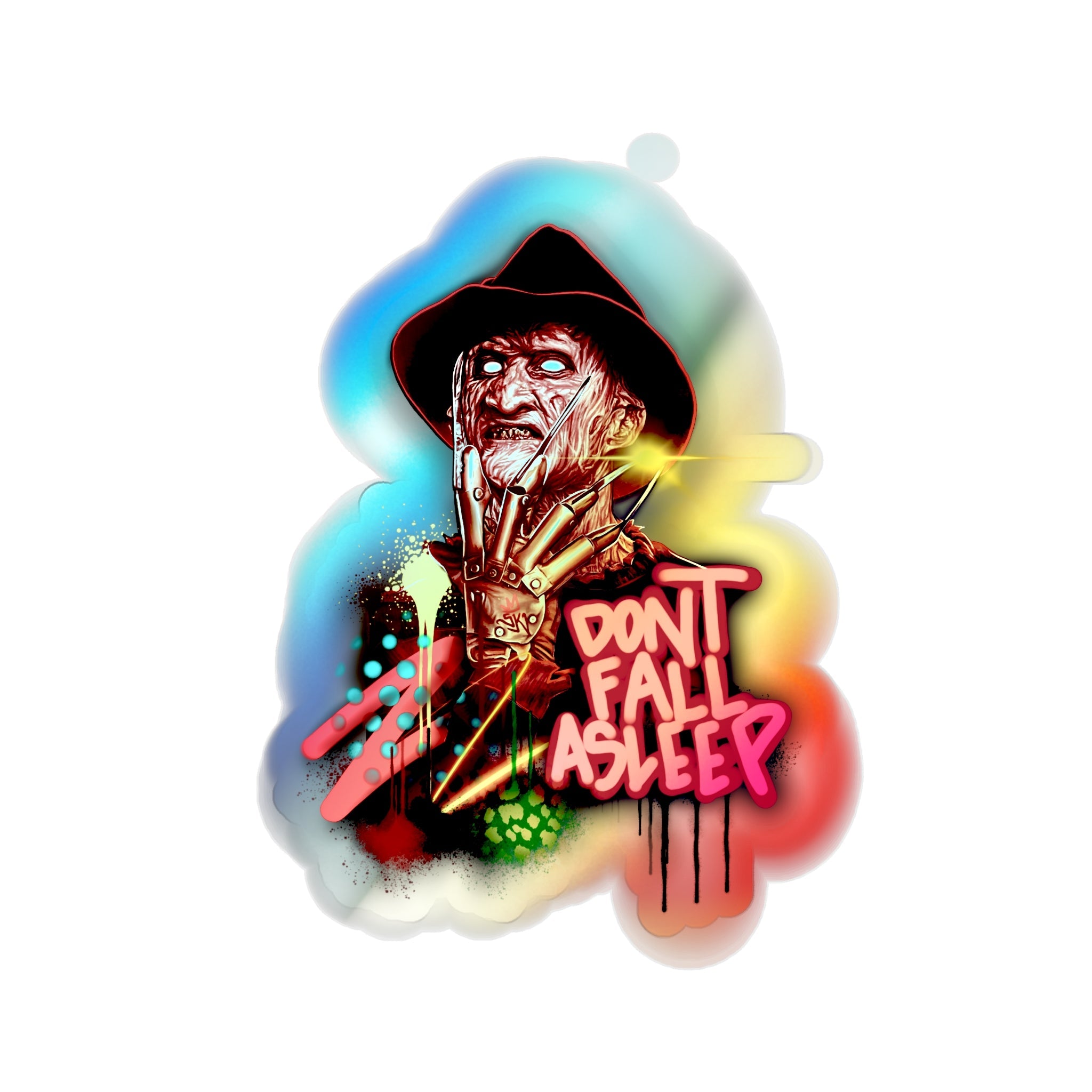 DONT FALL ASLEEP Holographic Die-cut Stickers - Sean Keith Art