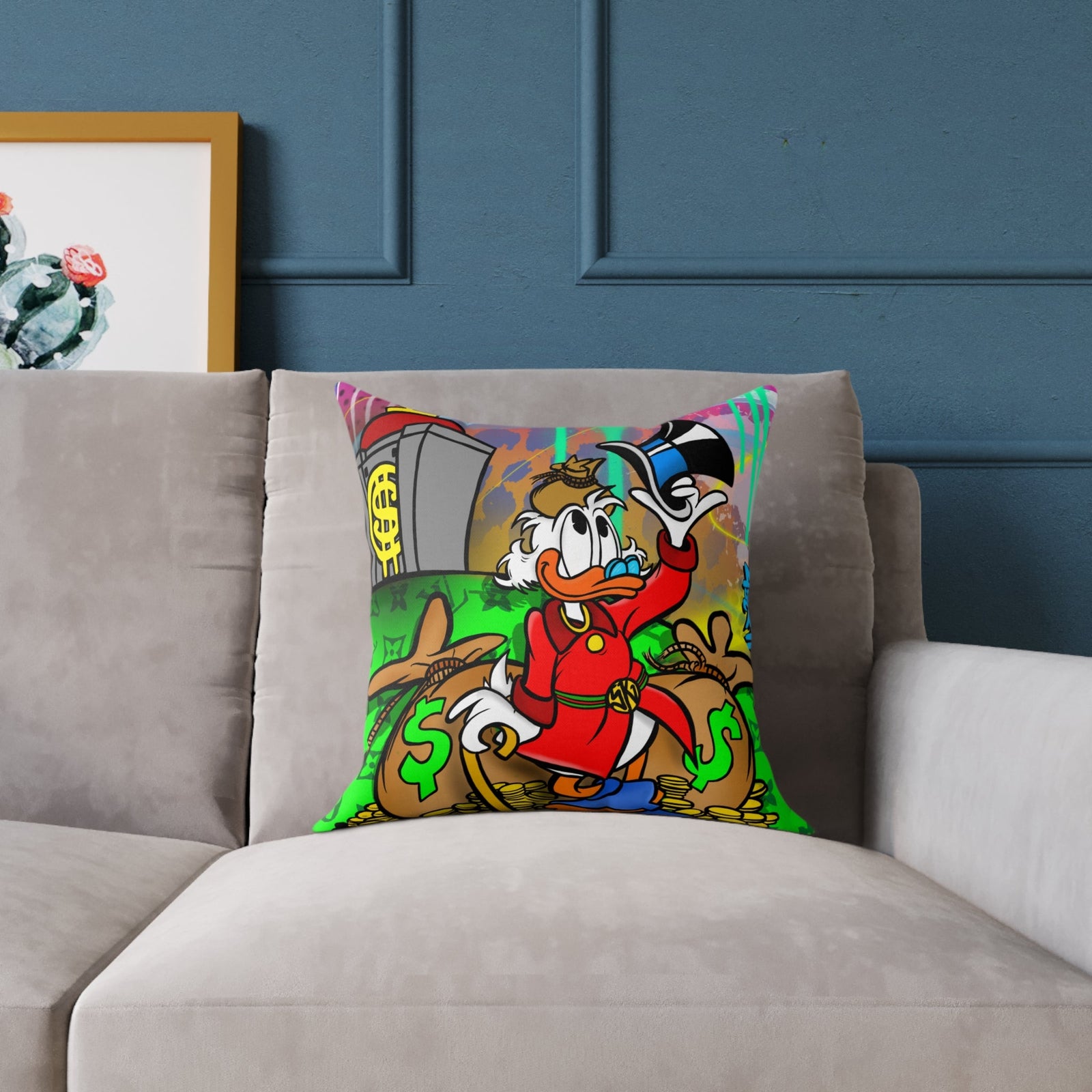 SK x Scrooge Polyester Pillow - Sean Keith Art