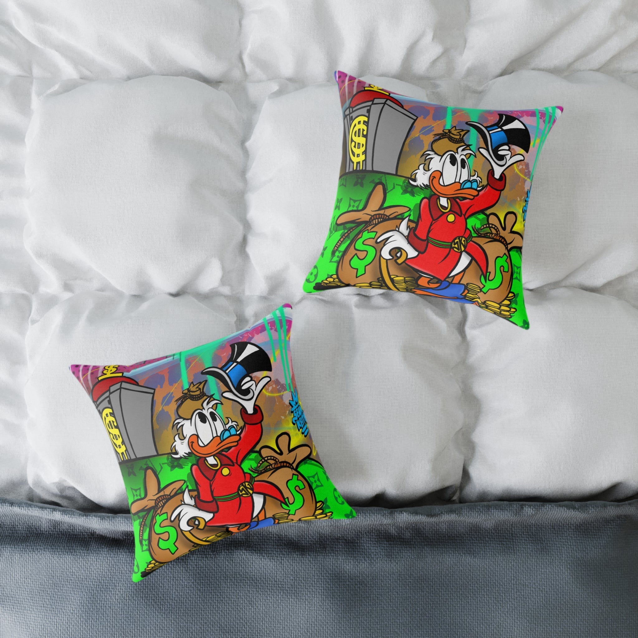 SK x Scrooge Polyester Pillow - Sean Keith Art