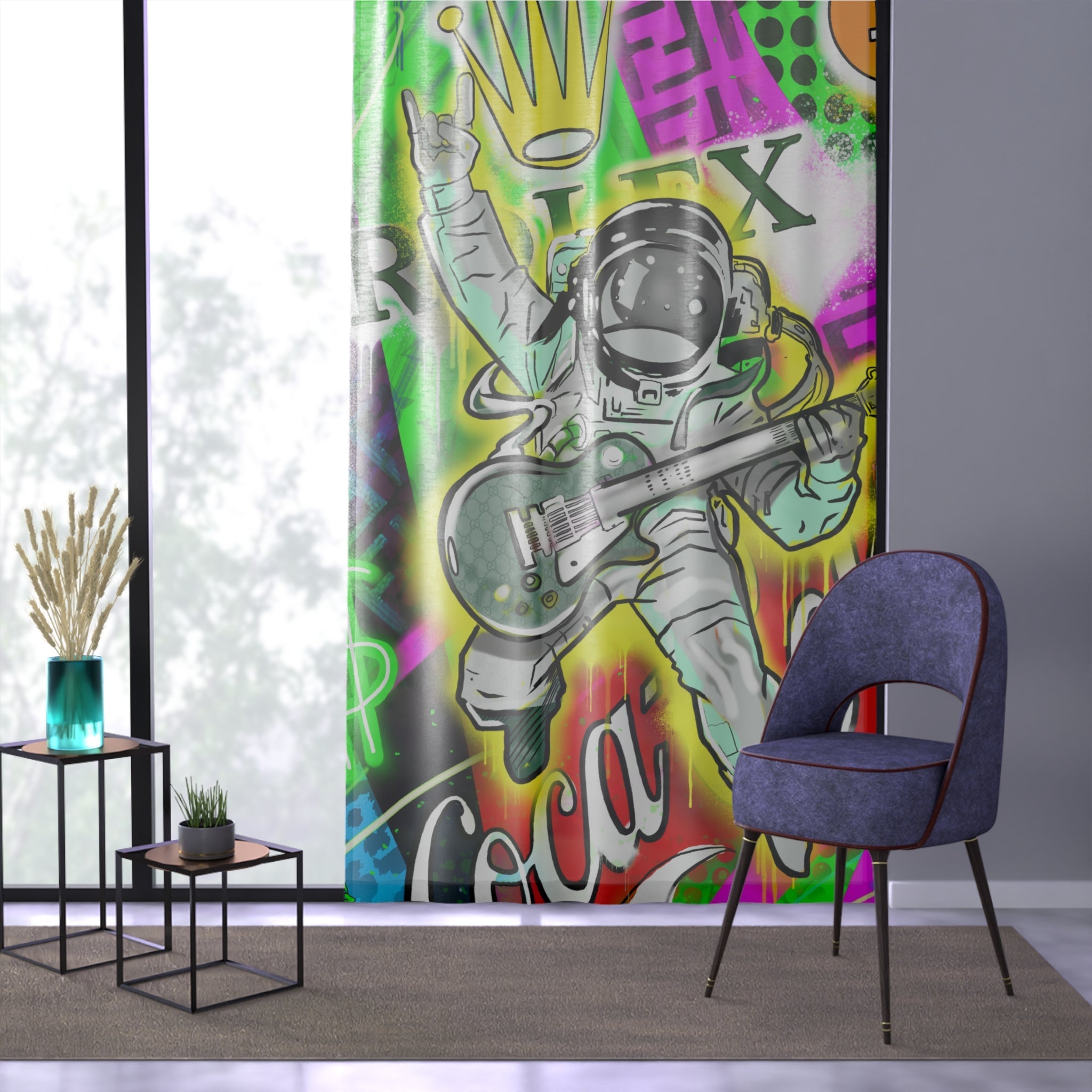 Space Jammin Window Curtain - Sean Keith Art